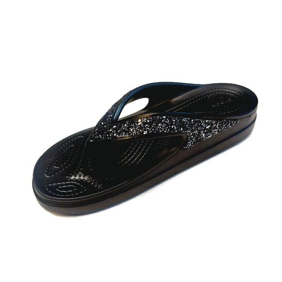 CROCS Sloane Glitter Wedge Flip Flops Womens Size 10 Lightweight Slip On Sandals - Picture 4 of 9
